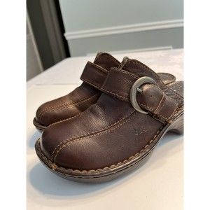 BOC Born Concept Brown Leather Clogs Mules Shoes Buckle Strap Women’s 8 ~ EUC